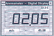 Die Software vom Anemometer stellt die Messwerte als Digitalanzeige dar