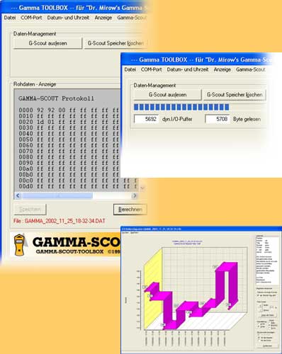 Beispiel aus der Oberfläche der Software vom Geigerzähler