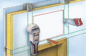 Ortungsger�t / Metall-Scanner / Leitungssuchger�t Multifinder bei der Anwendung im Trockenbau