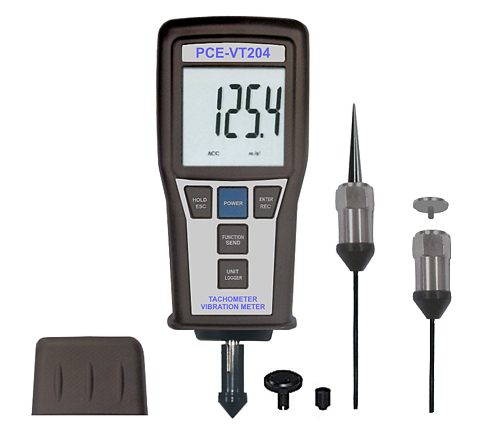 Vibrationsmesser mit Sensoren und Adaptern (alles im Lieferumfang enthalten)