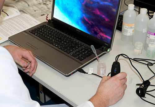 Das UV-USB-Mikroskop PCE-MM 200UV bei einfachen Laboranwendungen