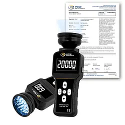 Laser-Drehzahlmesser PCE-DSX 100-ICA inkl. ISO-Kalibrierzertifikat