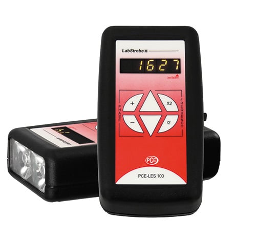 LED Handheld Stroboscope - PCE-LES 100 ideal for non-contact revolutions measurements and to visualize movements on machinery and equipment.