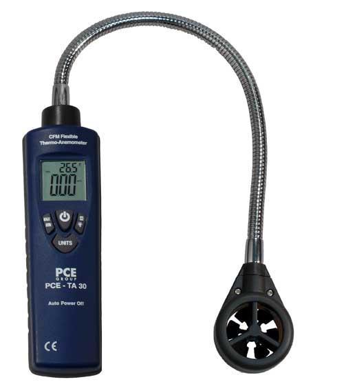 The PCE-TA 30 anemometer can measure air velocity, air temperature and air flow.