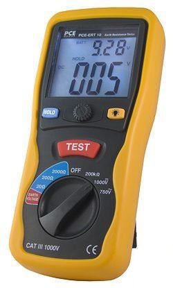 PCE-ERT 10 series earth resistance tester is a handheld instrument used to determine quickly and easily earth and ground resistance.