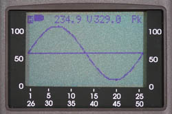Three-phase power analyzer PCE-GPA 62: The graphic display can also show measured values as a curve. 