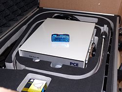 The PCE-MSR145S data logger being used in transport.