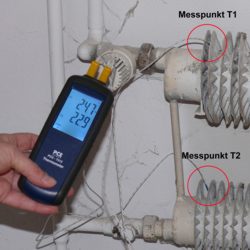 Here you can see the PCE-T312 thermometer used to see a difference of temperature.