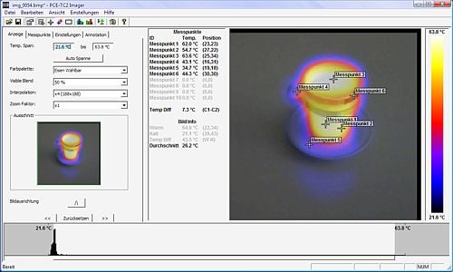 Image of the software of the thermal camera PCE-TC 2