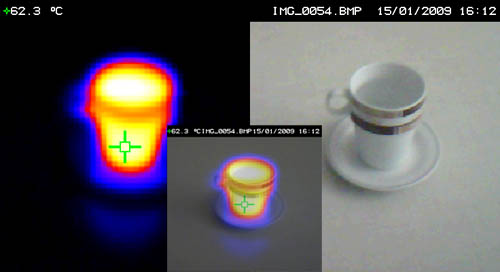 differences between The real image and the thermal one taken by the thermal camera PCE-TC 2.