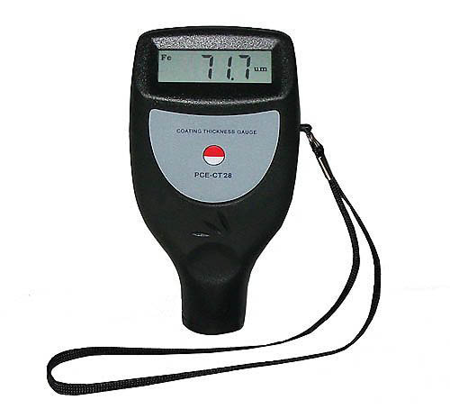 the PCE-CT 28 (F/N) thickness meter for measuring the thickness of paint and plastic on ferrous or non-ferrous materials.