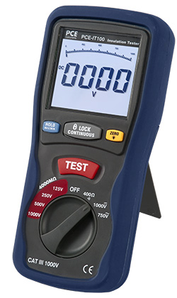 PCE-IT100 insulation meter for insulation resistance up to 4000 MΩ / CAT III 1000 V.