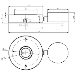 Force Gage PCE-HFG 10K technical drawing