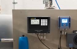 Uso del caudalímetro ultrasónico de instalación fija en una central abastecedora de agua.