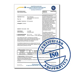 Certificado de calibración ISO para vibrómetros