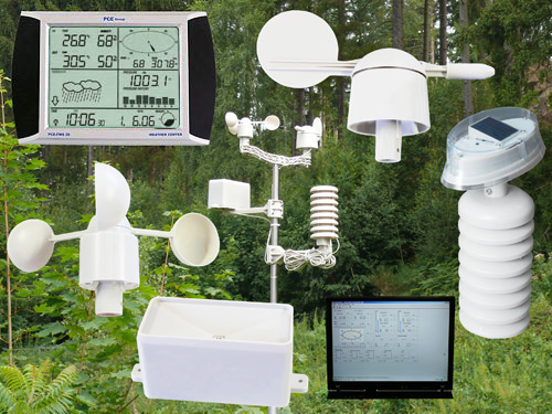 Qui pu� osservare la stazione meteorologica PCE-FWS 20 col software e tutti i sensori che si accoppiano all'albero, tutto compreso nell'invio.