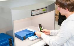 Color viewing box at quality control in manufacturing.