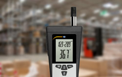 Psychrometer PCE-320 is used in the warehouse to investigate the wet bulb temperature.