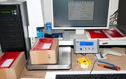 Shipping scales in use.