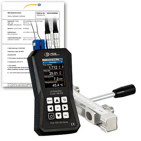 BTU Meter / Clamp on Heat meter PCE-TDS 200+ SR-ICA incl. ISO-Calibration Certificate