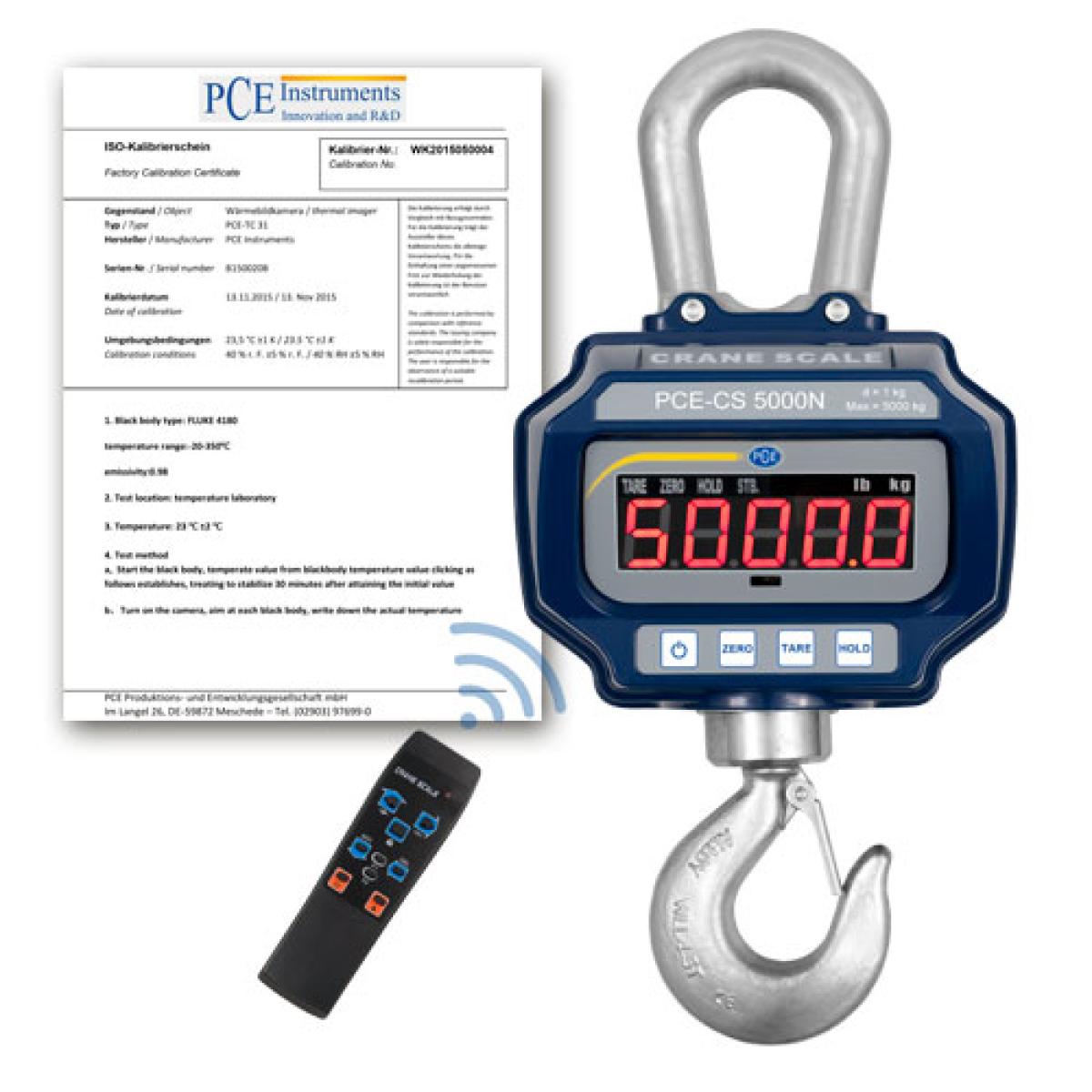 Hanging Scales PCE-CS 5000N-ICA incl. ISO Calibration Certificate 