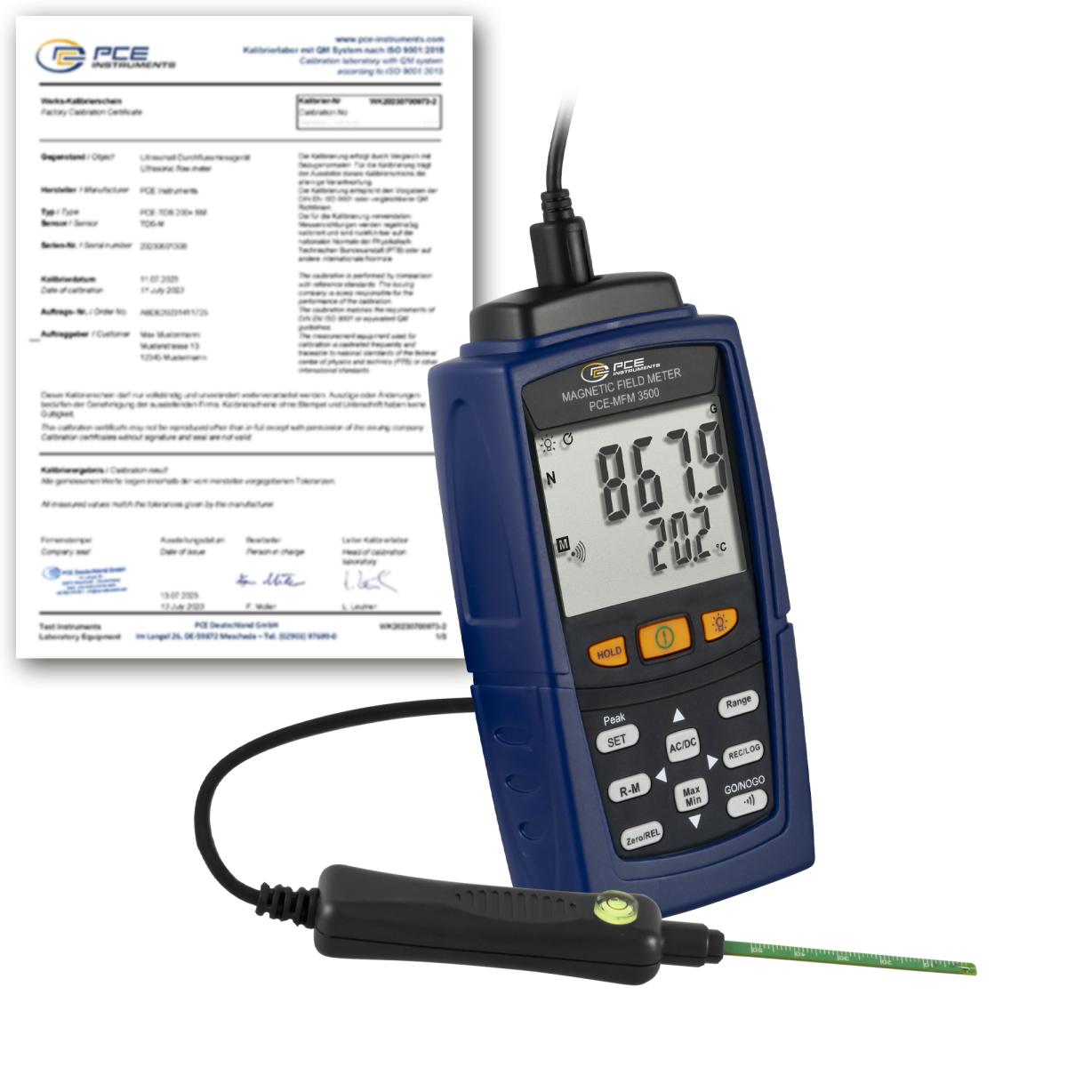 Gauss Meter PCE-MFM 3500-ICA Incl. ISO Calibration Certificate 