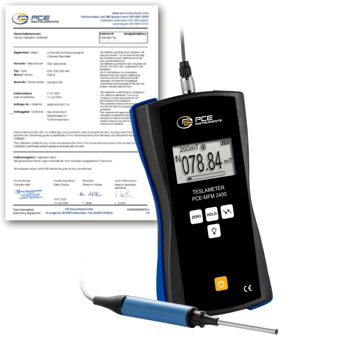 High Precision Gauss Meter PCE-MFM 2400+ICA incl. ISO Calibration Certificate 