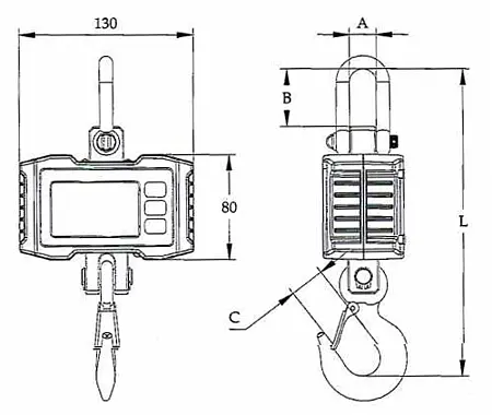 Balança suspensa - Dimensões da balança