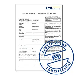 Certificado de calibração ISO CAL T2