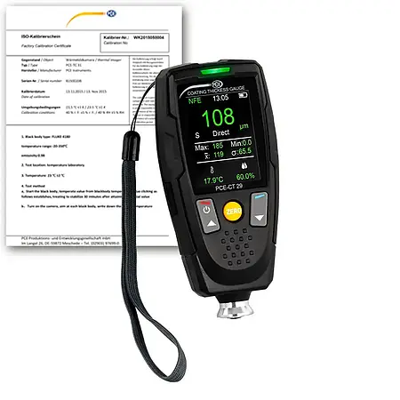 Espessímetro inclui certificado de calibração ISO