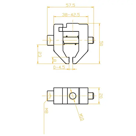 Garra clamp de fixação PCE-SJJ11 Desenho técnico