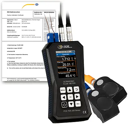 Medidor ultrassônico de vazão incl. certificado de calibração ISO