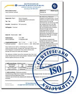 Certificado de calibración ISO para un dinamómetro.