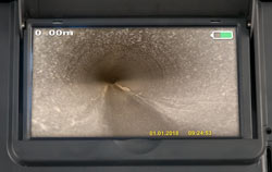Imagen de la visualización de pantalla de la cámara de drenaje.