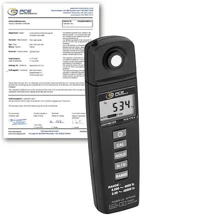 Medidor de luz incl. certificado de calibración ISO