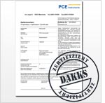 Eksempel på DAkkS kalibreringscertifikat for testinstrumenter