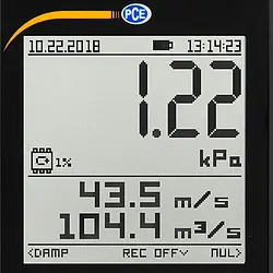 Forskellige tryk manometer PCE-PDA 10L display
