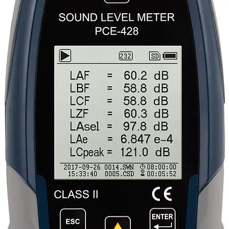 Arbejdsmiljø- og sikkerhedsmåler PCE-428 Display 1