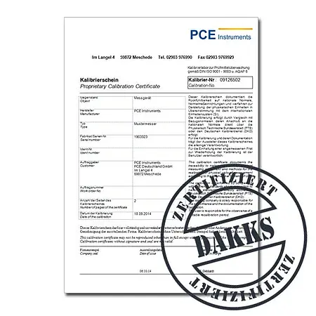 Dakks kalibreringscertifikat Cal-Dakks-VC20