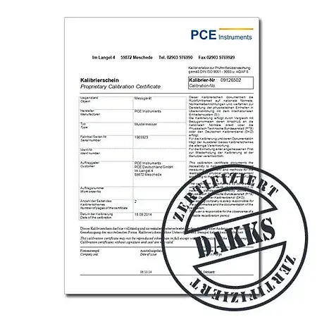 DAkkS-kalibreringscertifikat for instrumenter til måling af lukkekraft