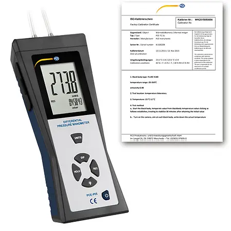 Forskellige trykmanometer PCE-P05-ICA inklusive iso-kalibreringscertifikat