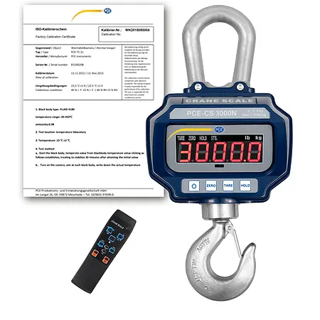 Dynamometer PCE-CS 3000N ICA inklusive ISO-kalibreringscertifikat