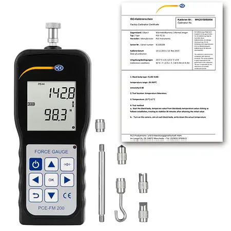 Dynamometer PCE-FM 200-ICA inklusive ISO-kalibreringscertifikat