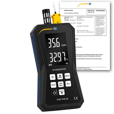 Dugpunktmåler PCE-THD 50-AKA inklusive ISO-kalibreringscertifikat