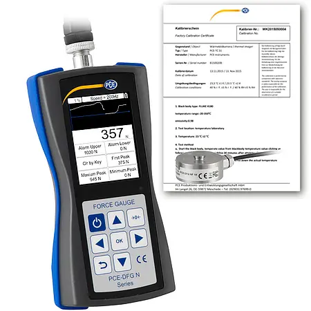 Dynamometer PCE DFG NF 1K-ICI inklusive ISO-kalibreringscertifikat