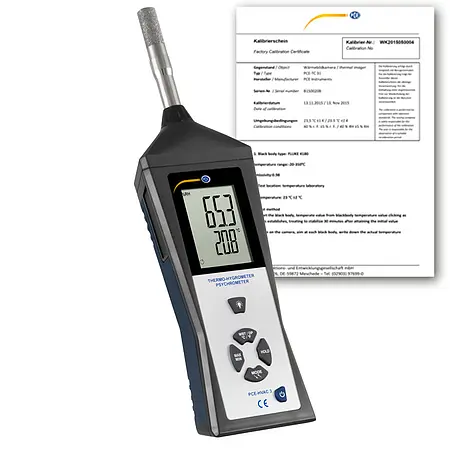 Luftfugtighedskniv PCE-HVAC 3S ICA inklusive ISO-kalibreringscertifikat