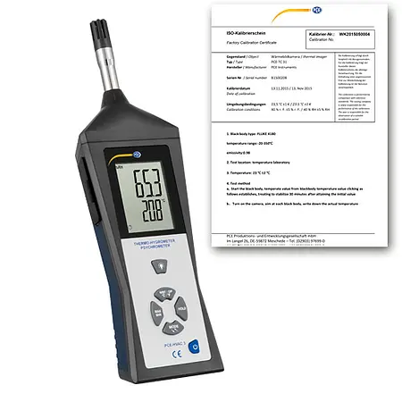 Fugtmåler PCE-HVAC 3-ICA inklusive ISO-kalibreringscertifikat