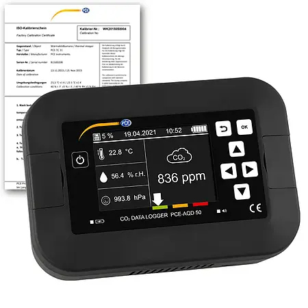 Gasdetektor alarm PCE-AQD 50-ICA inkl. ISO-kalibreringscertifikat