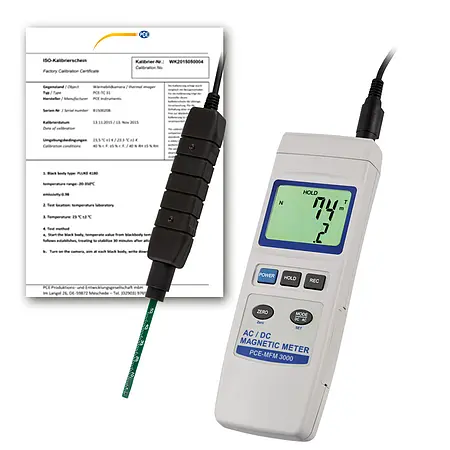 Gaussmeter PCE-MFM 3000-ICA inklusive ISO-kalibreringscertifikat