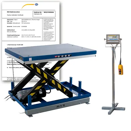 Hydraulisk løftebord-jordskala PCE-HLTS 2T-ICA inklusive iso-kalibreringscertifikat